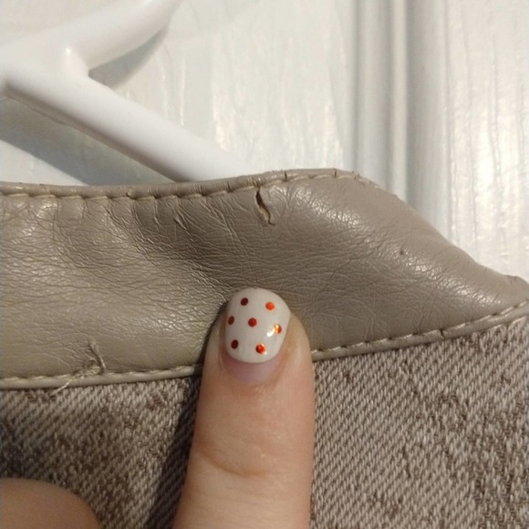 Free People Tan Brocade Vegan Leather Moto Jacket Size 6 - Picture 7 of 7